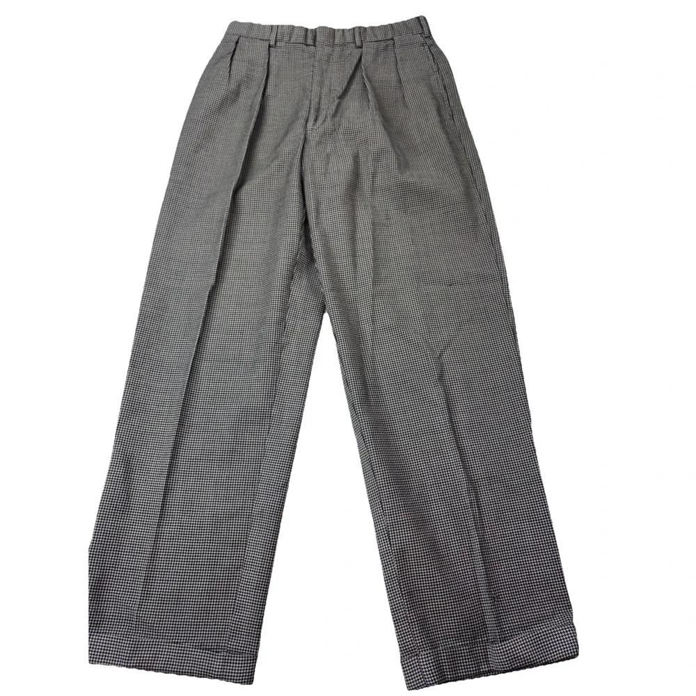 Vtg Polo Ralph Lauren Wool Houndstooth Wool Cuffed Slacks (28x28.5)